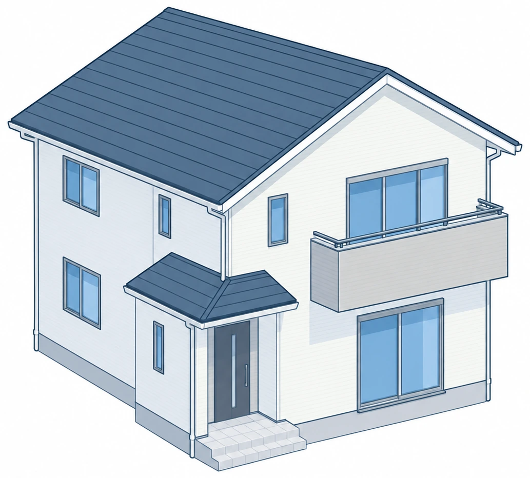 太陽光パネルのない戸建てのイラスト