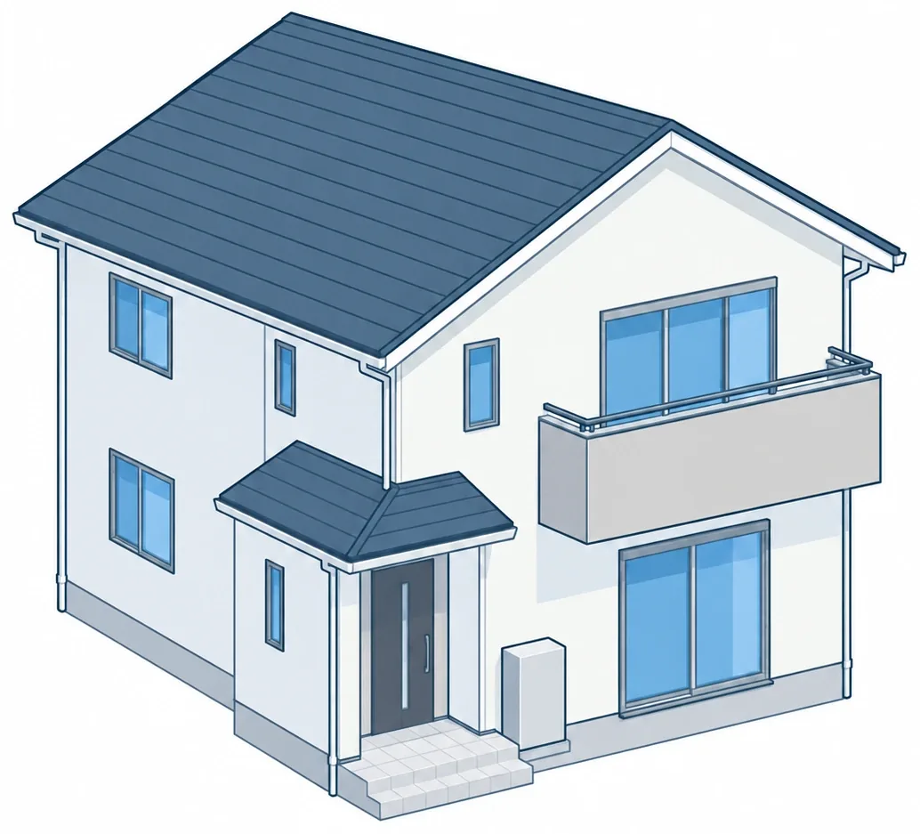 家庭用蓄電池を置いた戸建てのイラスト