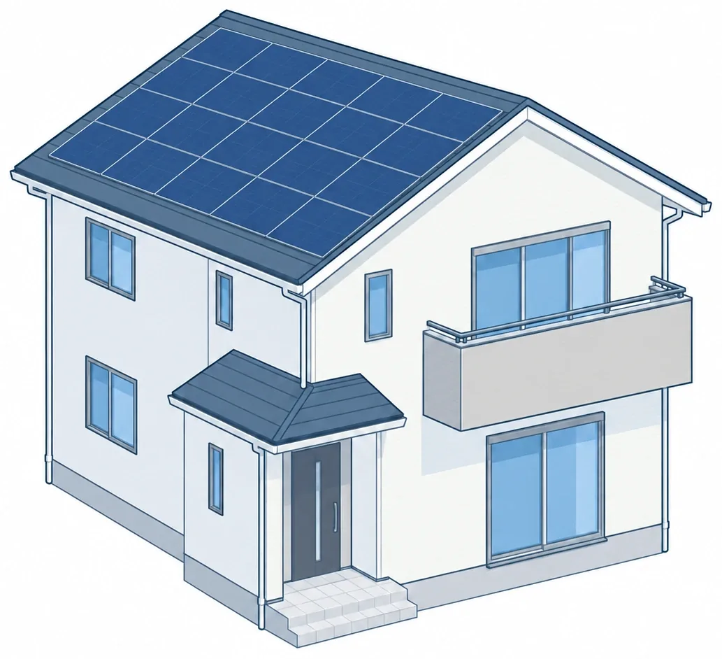 太陽光パネルを載せた戸建てのイラスト