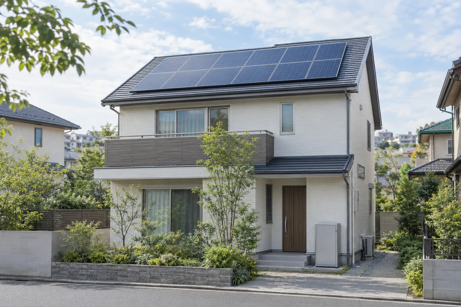 太陽光パネルと家庭用蓄電池を備えた戸建住宅